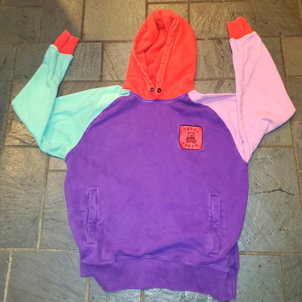 Teddy Fresh Color Block Raglan Sleeve Hoodie